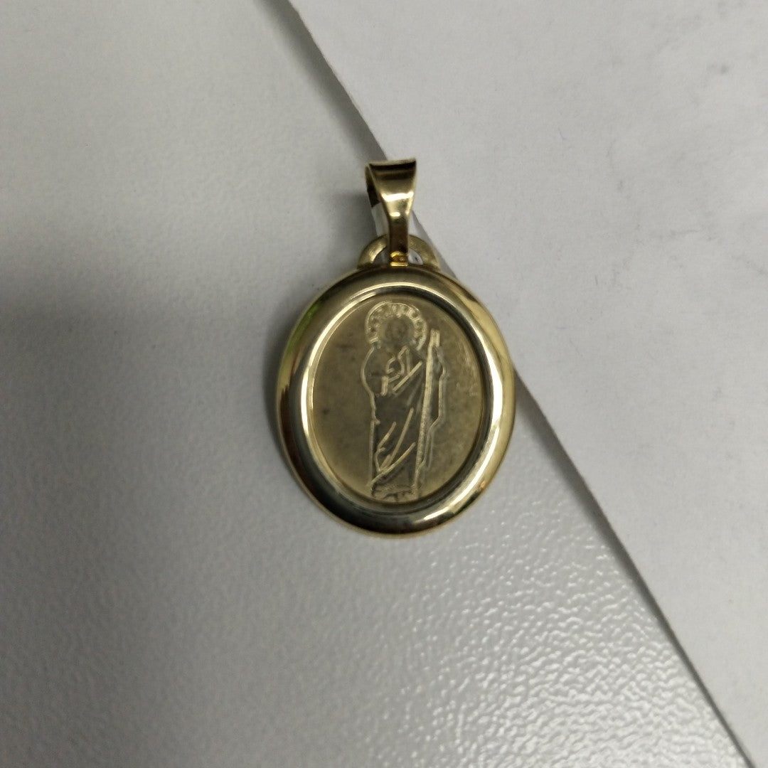 10431REL22100B221 FRD3 MEDALLA OVALADA CON BISEL DE SAN JUDAS TADEO O/A ORO 14K 1GRS (NUEVO)
