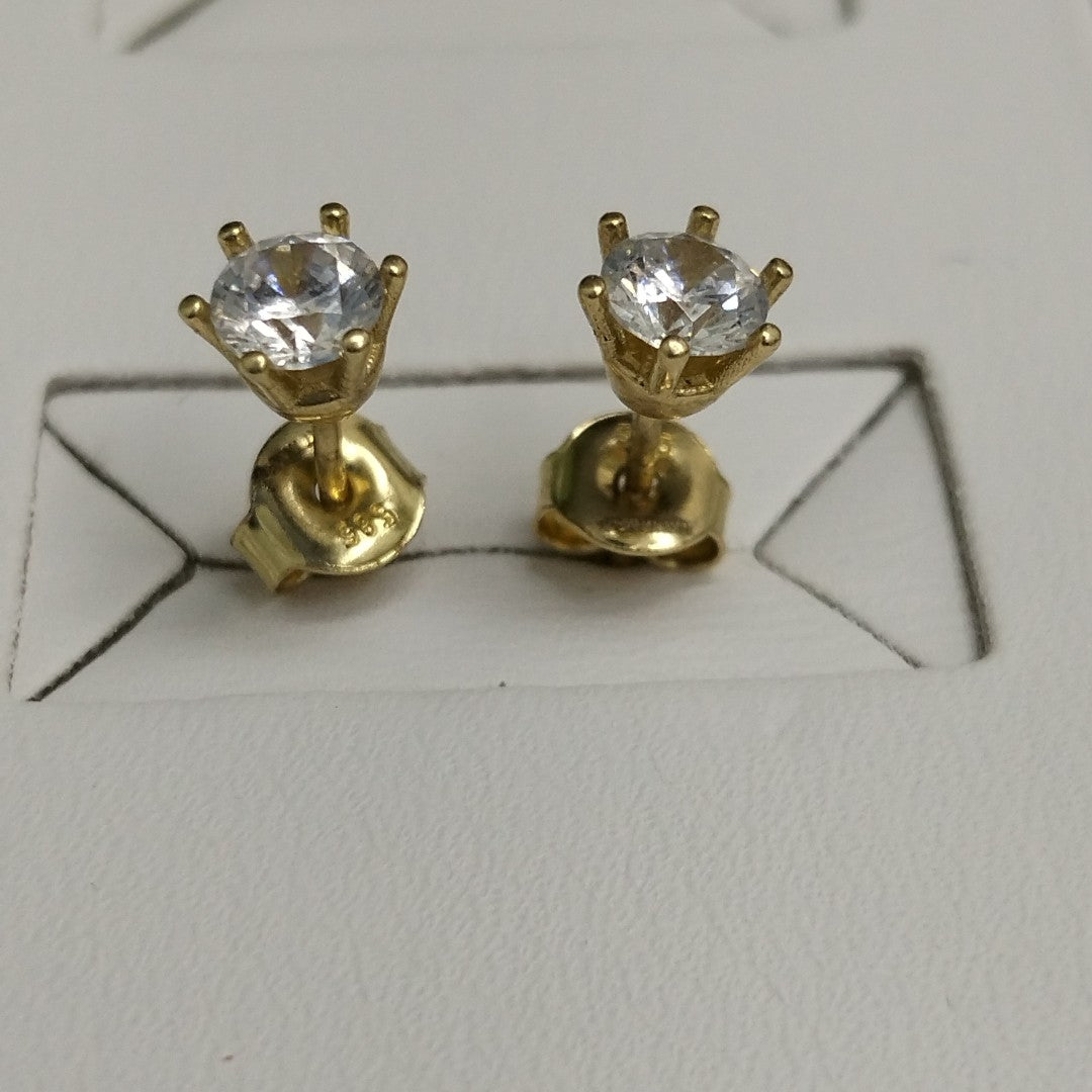 10350BRO00000B892 FRD6 BROQUEL CIRCONIA REDONDA 6 UÑAS ORO 14K 1.2GRS (NUEVO)