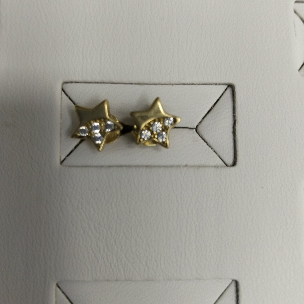 10105BRO00000B2610 FRD23 BROQUEL DE ESTRELLA CON CIRCONIAS ORO 14K 1.2GRS (NUEVO)