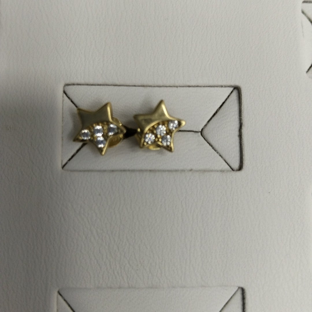 10105BRO00000B2610 FRD23 BROQUEL DE ESTRELLA CON CIRCONIAS ORO 14K 1.2GRS (NUEVO)