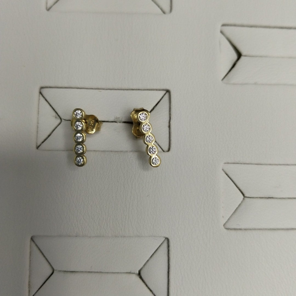 10221BRO00000A2581 FRD23 BROQUEL DE BARRA CON CIRCONIAS ORO 10K 1GRS (NUEVO)