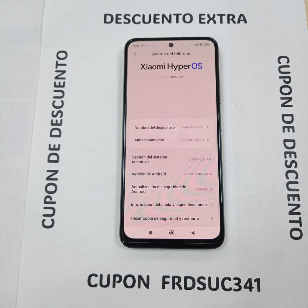 CELULAR XIAOMI REDMI NOTE 11S 2201117SL 128 GB 6 GB RAM (SEMINUEVO)