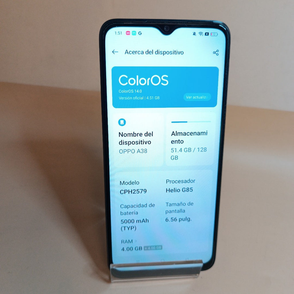 CELULAR OPPO  A38 CPH2579 (2023) 128 GB 4 GB RAM (SEMINUEVO)