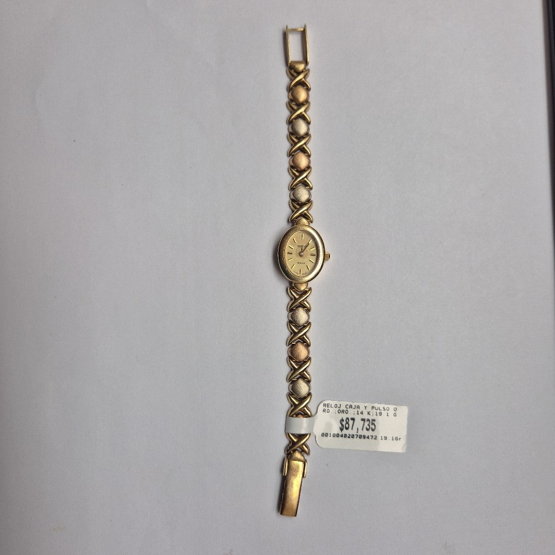 RELOJ CAJA Y PULSO ORO. ORO. 14 K 19.1 GRMS (SEMINUEVO)