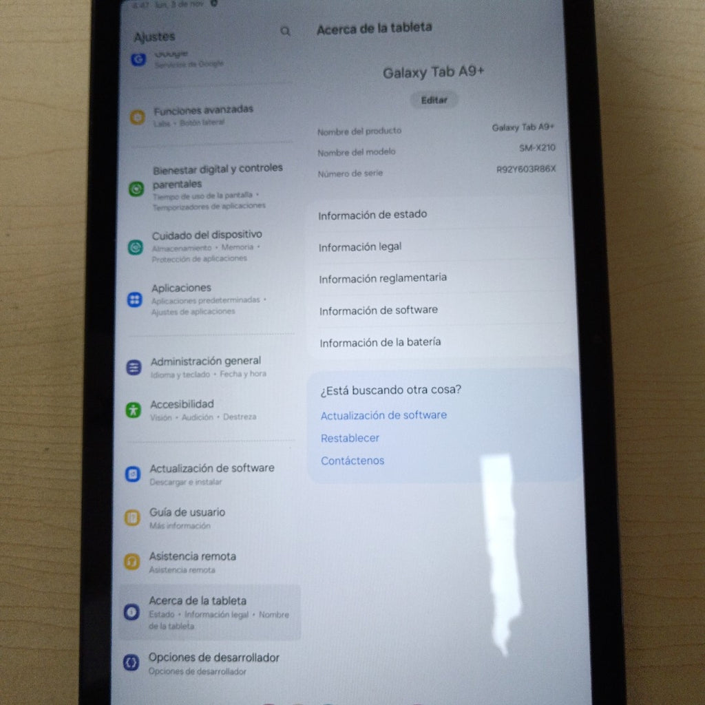 TABLETA SAMSUNG GALAXY TAB A9+ SM-X210 (2023) 128 GB 8 GB RAM (SEMINUEVO)