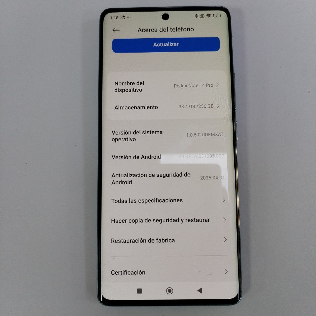 CELULAR XIAOMI REDMI NOTE 14 PRO 24116RACCG (2024) 256 GB 8 GB RAM (SEMINUEVO)