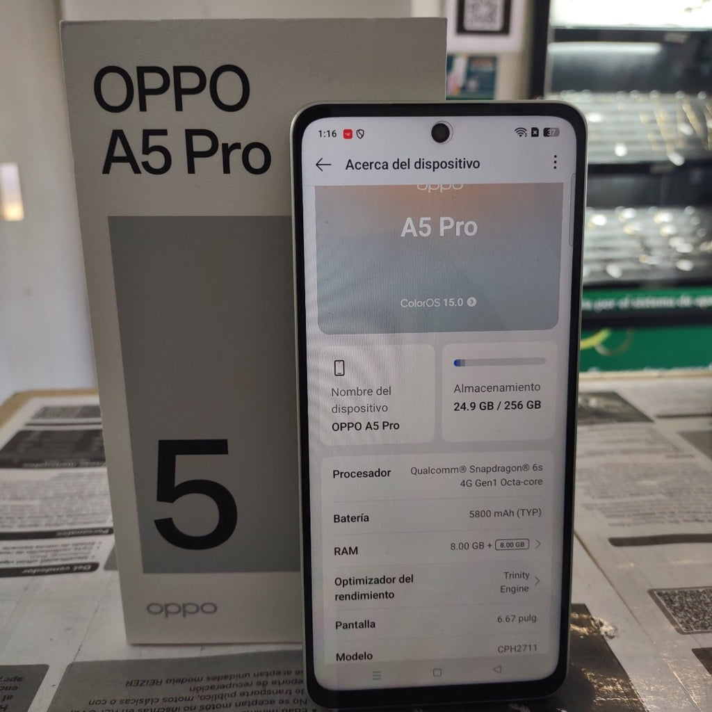 CELULAR OPPO  A5 PRO CPH2711 (2025) 256 GB 8 GB RAM (SEMINUEVO)