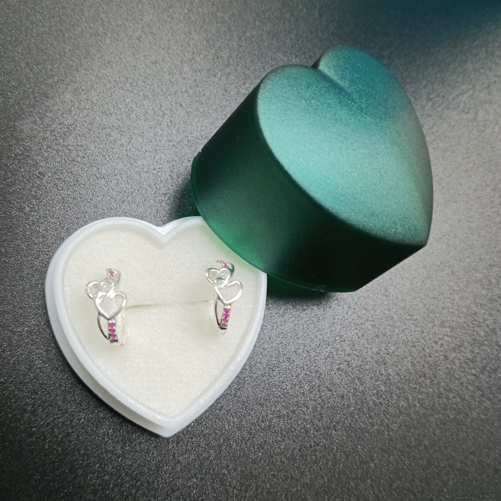 ARRACADAS HUGGIE CORAZON PLATA .925 2.1G (NUEVO)