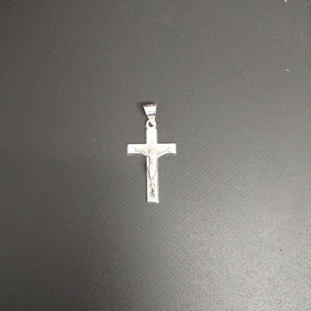 DIJE CRUZ CON CRISTO RELIEVE PLATA .925 2.4G (NUEVO)