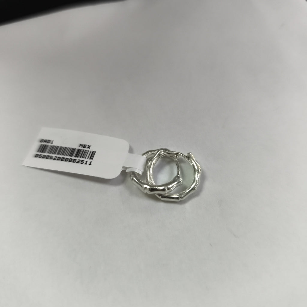 ARRACADAS HUGGIE MOTIVO BAMBU PLATA .925 3.1G (NUEVO)