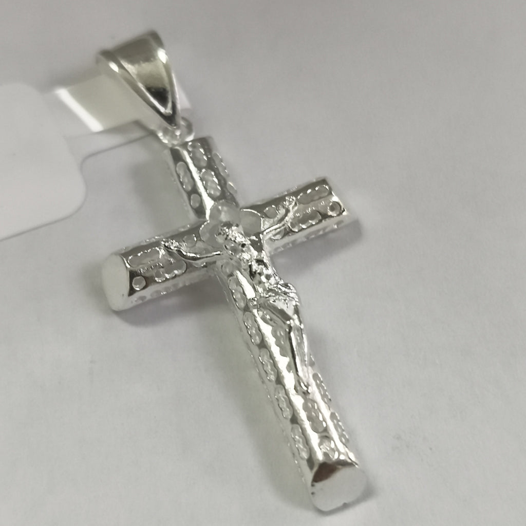 DIJE CRUZ CON CRISTO TUBULAR PLATA .925 4.1G (NUEVO)