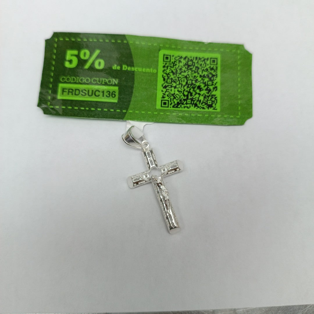 DIJE CRUZ CON CRISTO TUBULAR PLATA .925 4.1G (NUEVO)