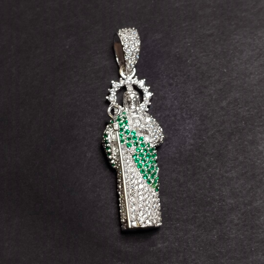 DIJE DE SAN JUDAS CON MANTO VERDE PLATA .925 7G (NUEVO)