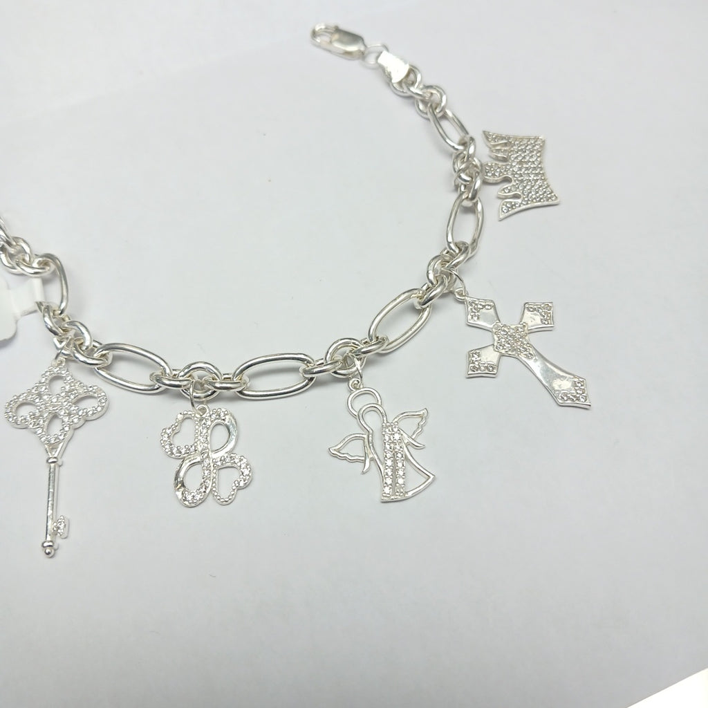 PULSERA ESPECIAL CON DIJES PLATA .925 11.8G (NUEVO)