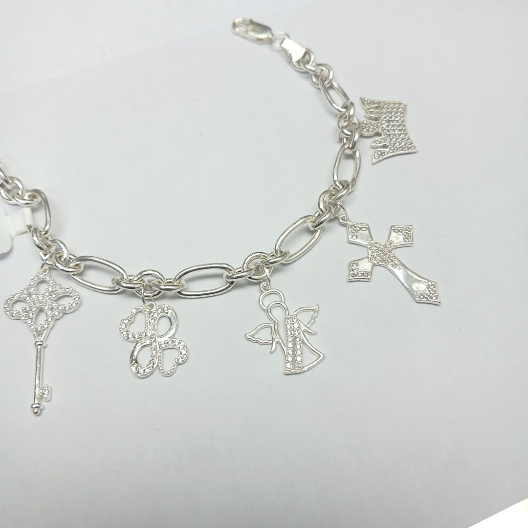 PULSERA ESPECIAL CON DIJES PLATA .925 11.8G (NUEVO)