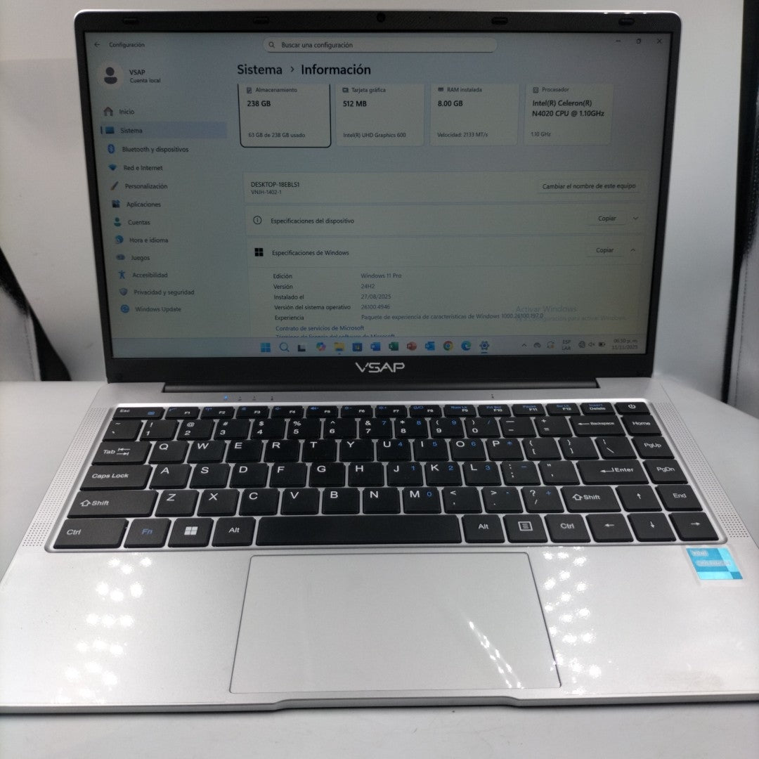 LAPTOP VSAP VNJH-1402 256 GB 8 GB RAM (SEMINUEVO)