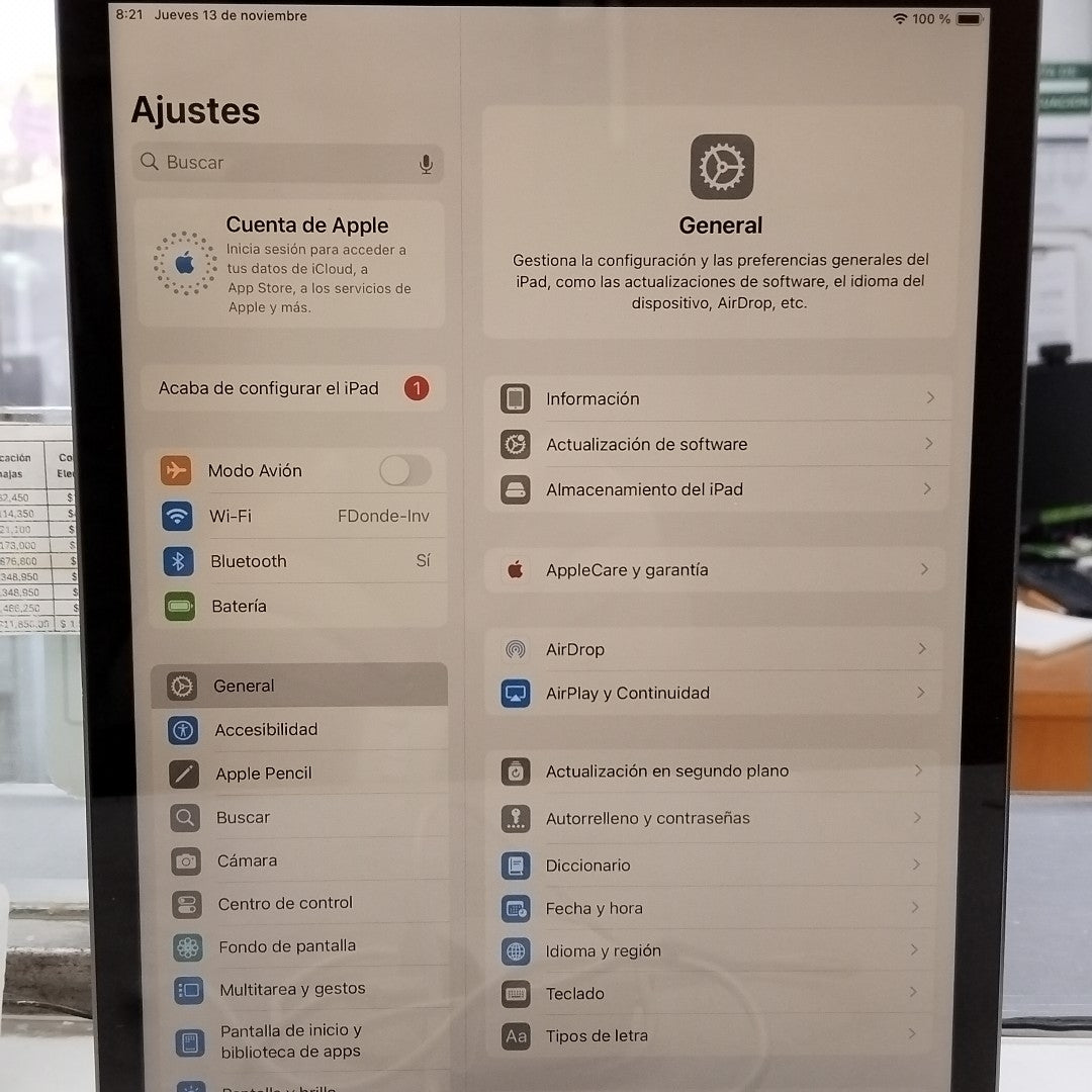 TABLETA APPLE IPAD 8 A2270 128 GB 3 GB RAM (SEMINUEVO)