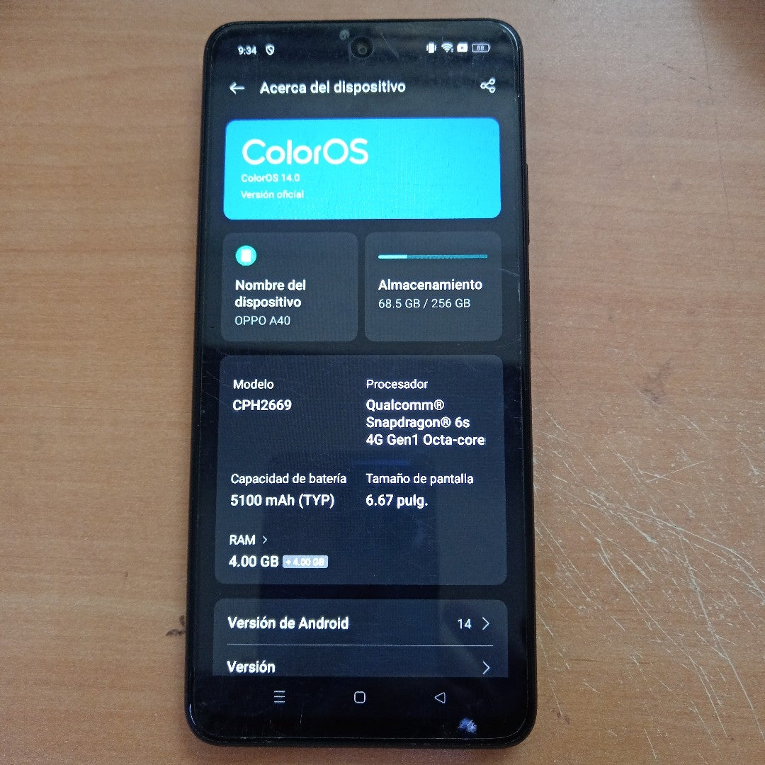 CELULAR OPPO  A40 CPH2669 (2024) 256 GB 4 GB RAM (SEMINUEVO)