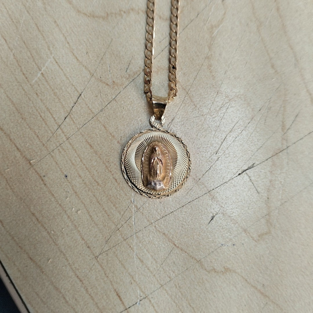 CADENA, MEDALLA RELIGIOSA. ORO. 14 K 4.7 GRMS (SEMINUEVO)
