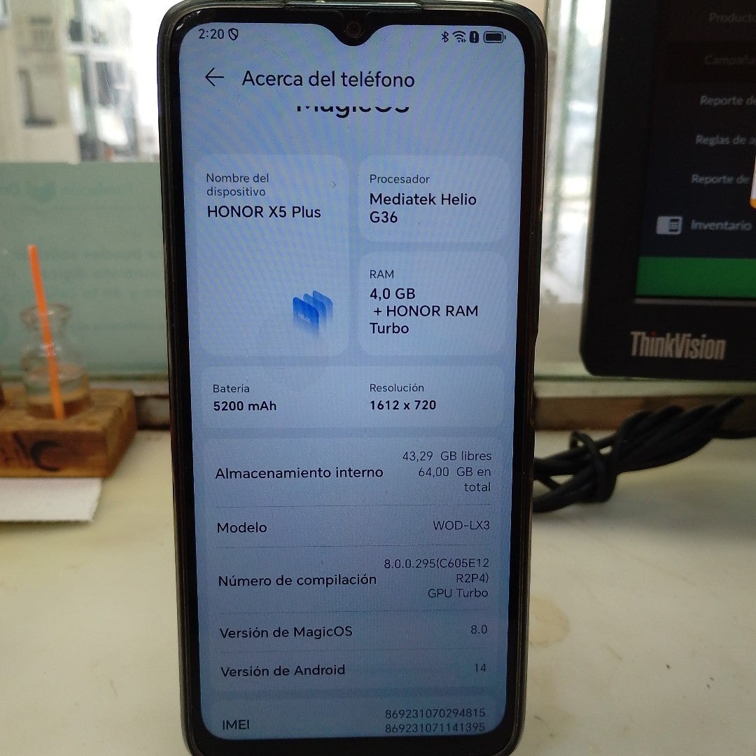 CELULAR HONOR X5 PLUS WOD-LX3 (2023) 64 GB 4 GB RAM (SEMINUEVO)