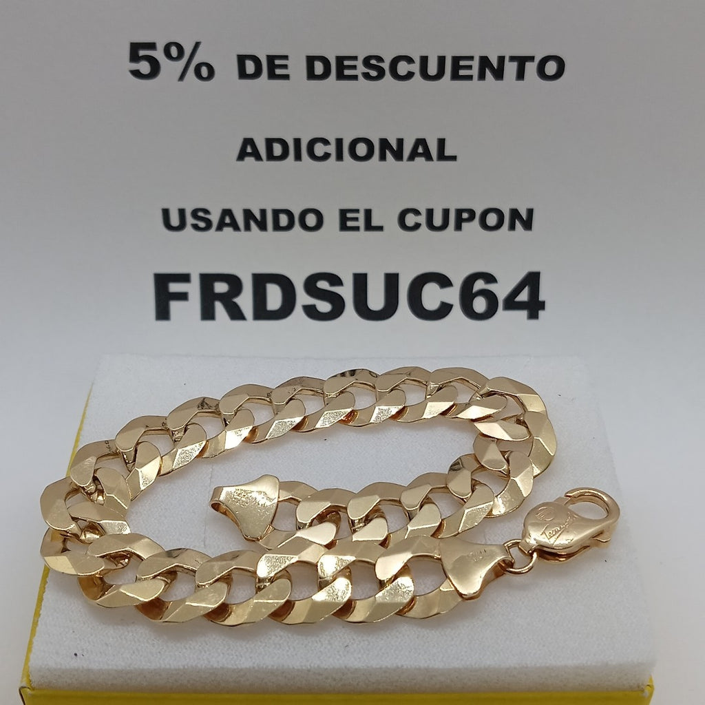 PULSERAS CABALLERO BARBADA AMARILLA ORO 14K 29.8 (NUEVO)