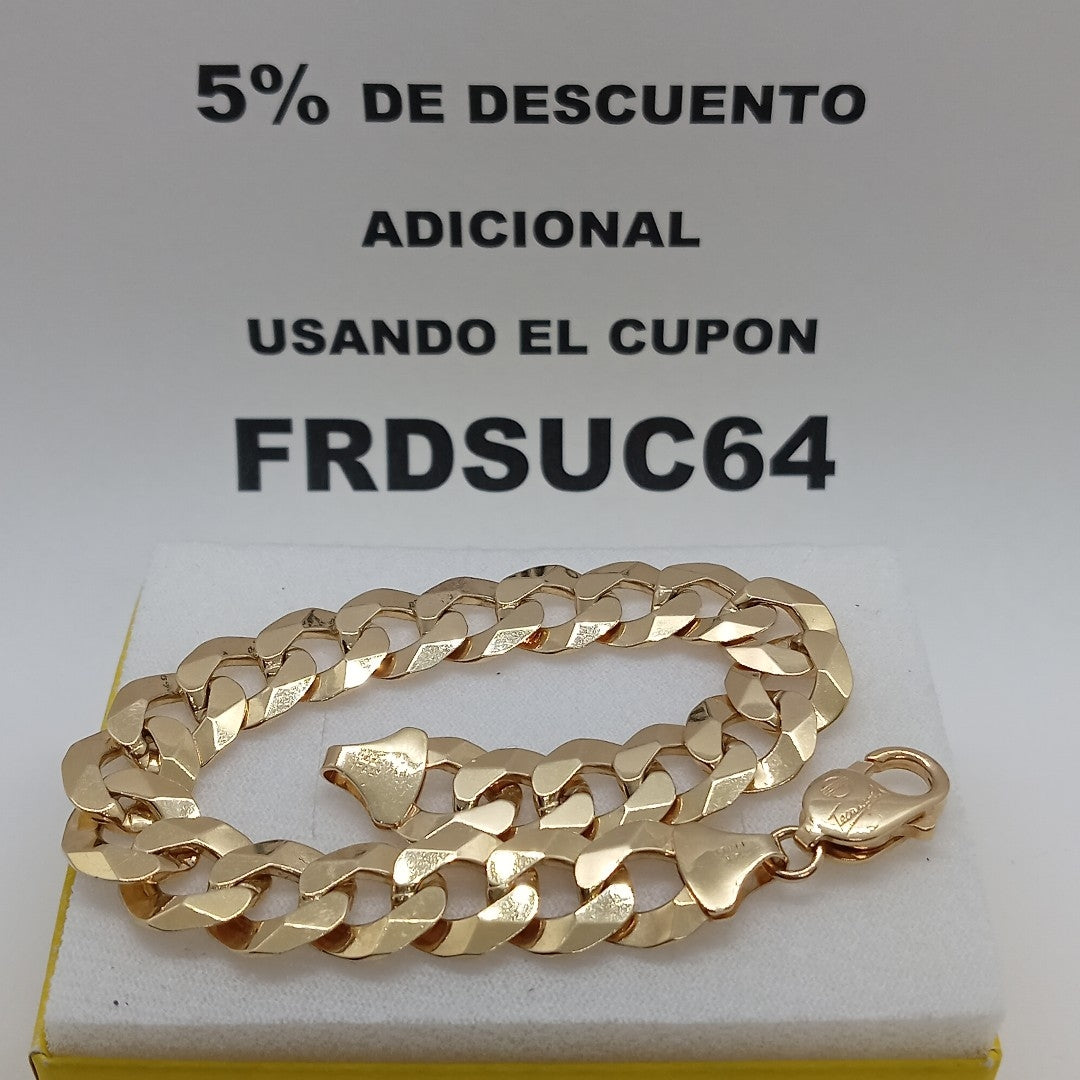 PULSERAS CABALLERO BARBADA AMARILLA ORO 14K 29.8 (NUEVO)