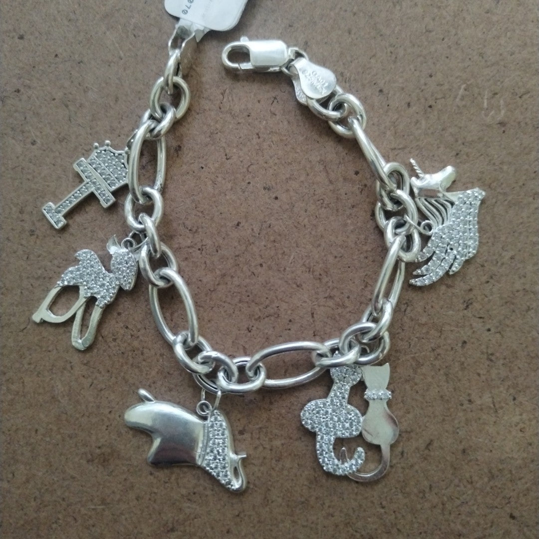 PULSERA ESPECIAL CON DIJES PLATA .925 14.7G (NUEVO)