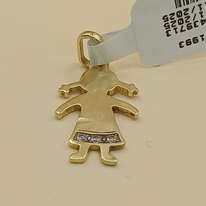 K1 3,00 GRMS 18 K ESPECIFICACIONES COMPLEMENTARIAS DIJE MTVO NIÑA CON CIRCONIAS (SEMINUEVO)