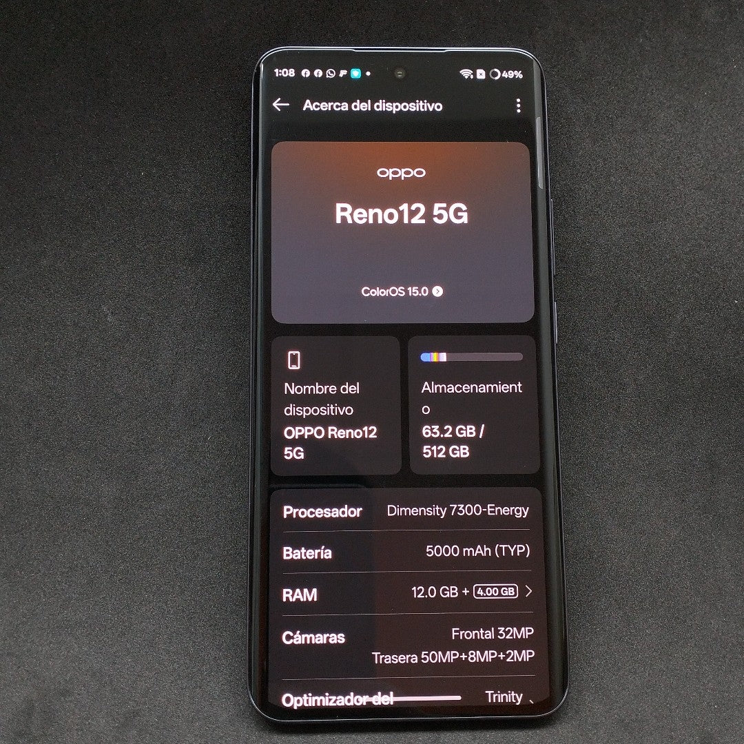 CELULAR OPPO   RENO12 5G CPH2625 (2024) 512 GB 12 GB RAM (SEMINUEVO)