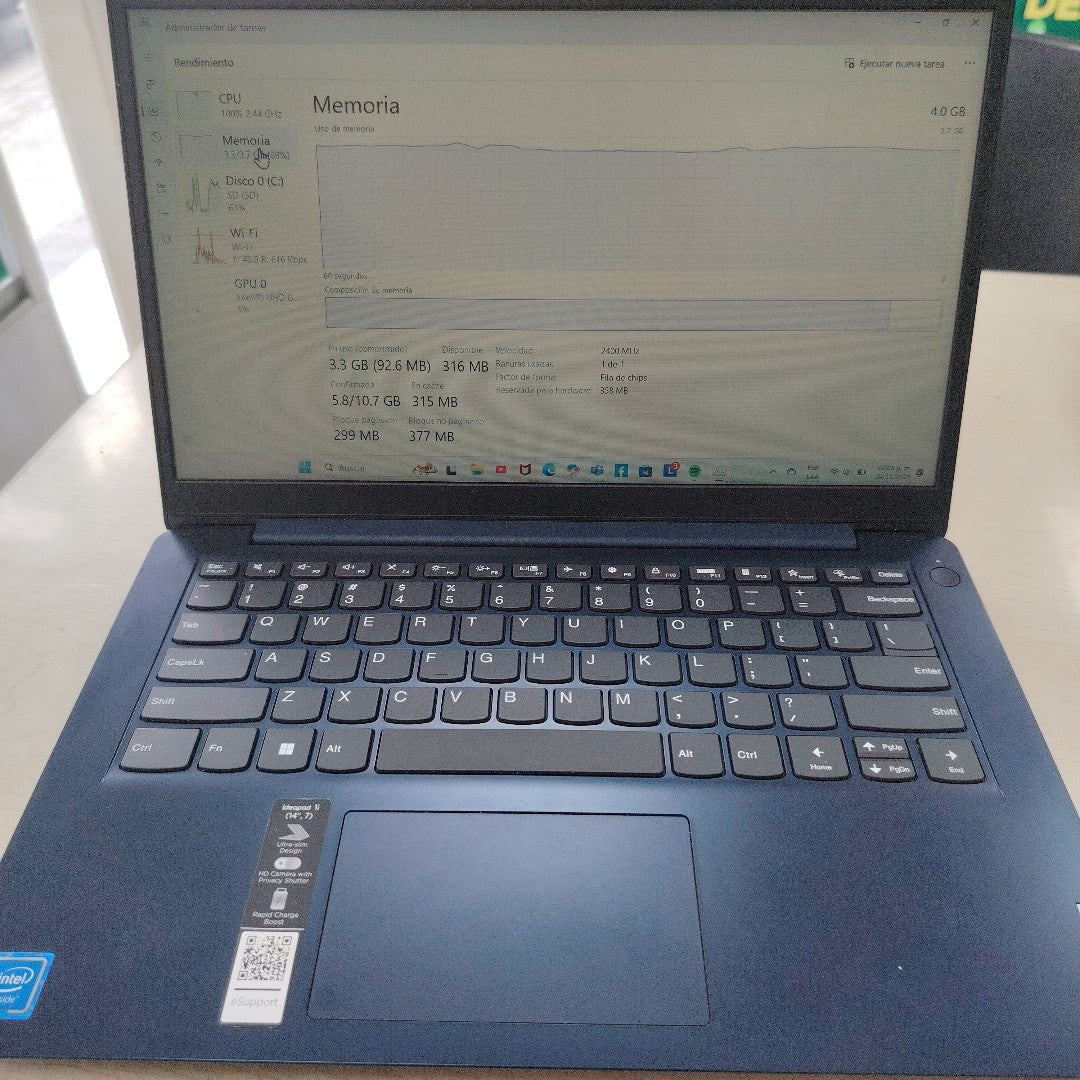 LAPTOP LENOVO IDEAPAD 1 14IGL7 (2022) 128 GB SSD 4 GB RAM (SEMINUEVO)