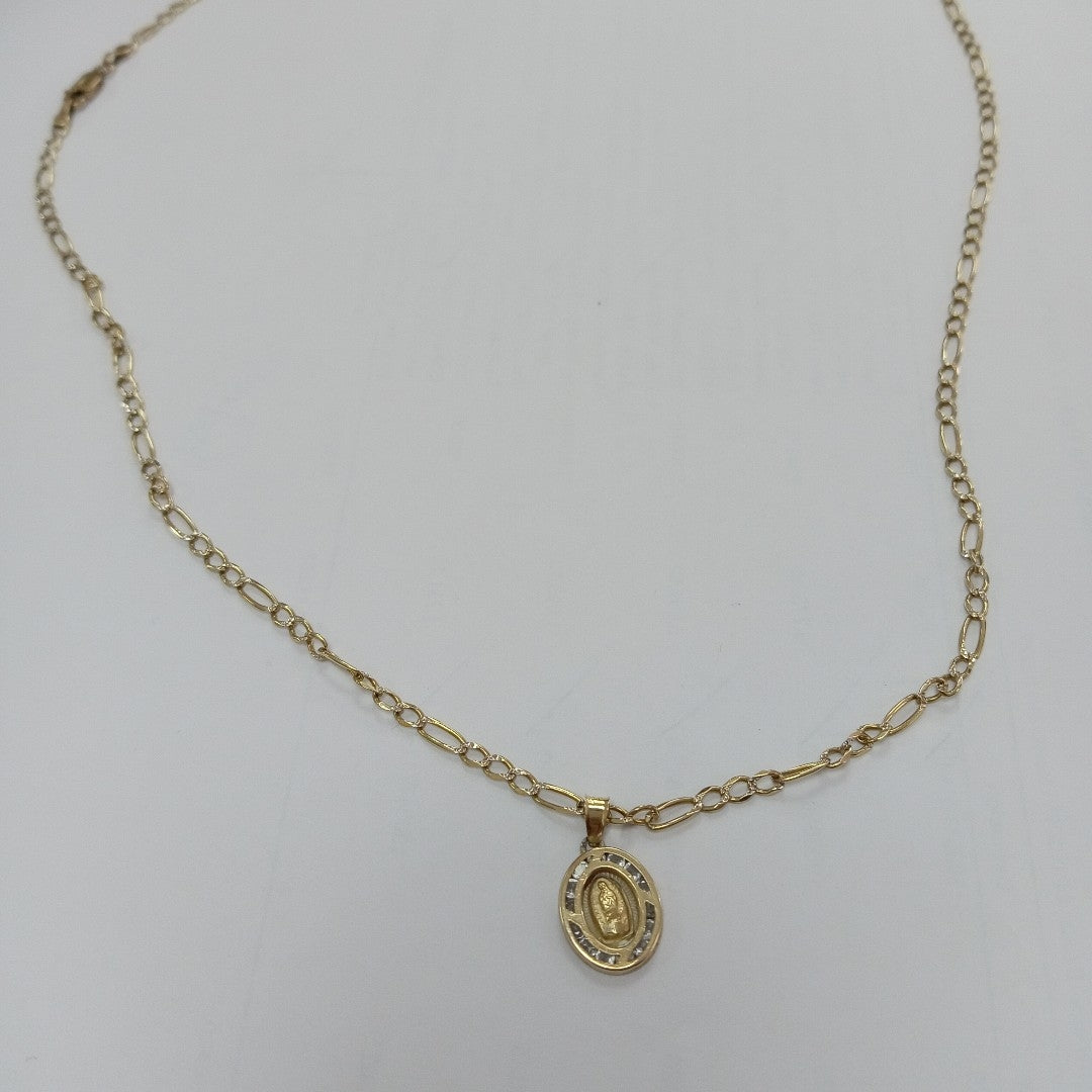 CADENA, MEDALLA RELIGIOSA. ORO. 10 K 6.2 GRMS (SEMINUEVO)