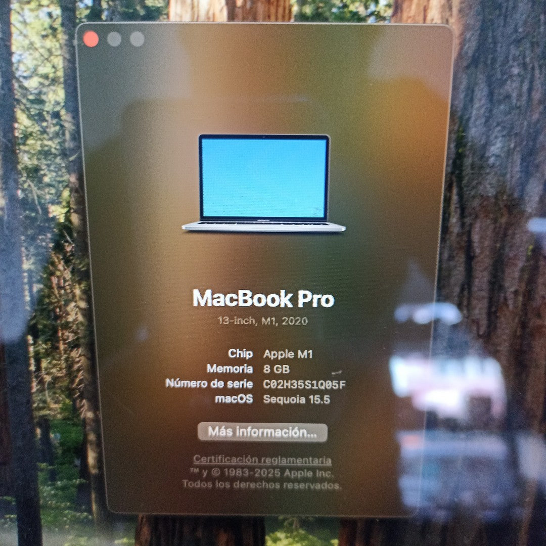 LAPTOP APPLE MACBOOK PRO 13" 2020 3.2 A2338 512 GB SSD 8 GB RAM (SEMINUEVO)