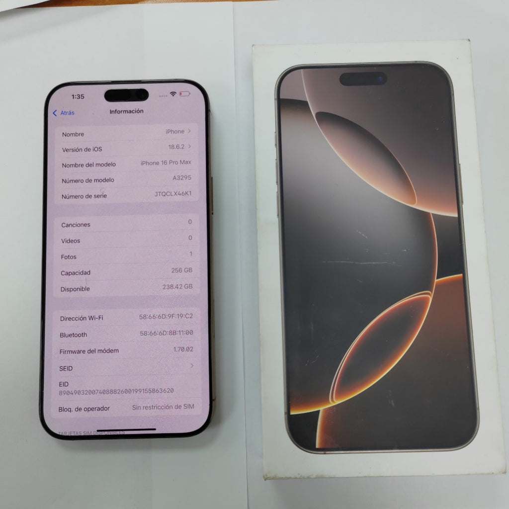 CELULAR APPLE IPHONE 16 PRO MAX A3295 (2024) 256 GB 8 GB RAM (SEMINUEVO)