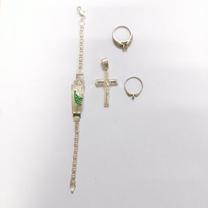 ANILLITO, CRUZ, ESCLAVA, SOLITARIO. PLATA. 17.2 GRMS (SEMINUEVO)