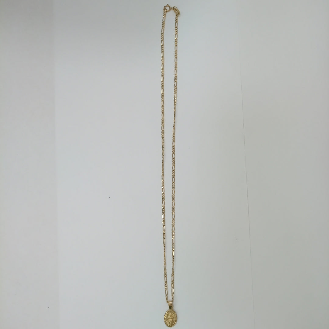 CADENA, MEDALLA RELIGIOSA. ORO. 10 K 3.3 GRMS (SEMINUEVO)