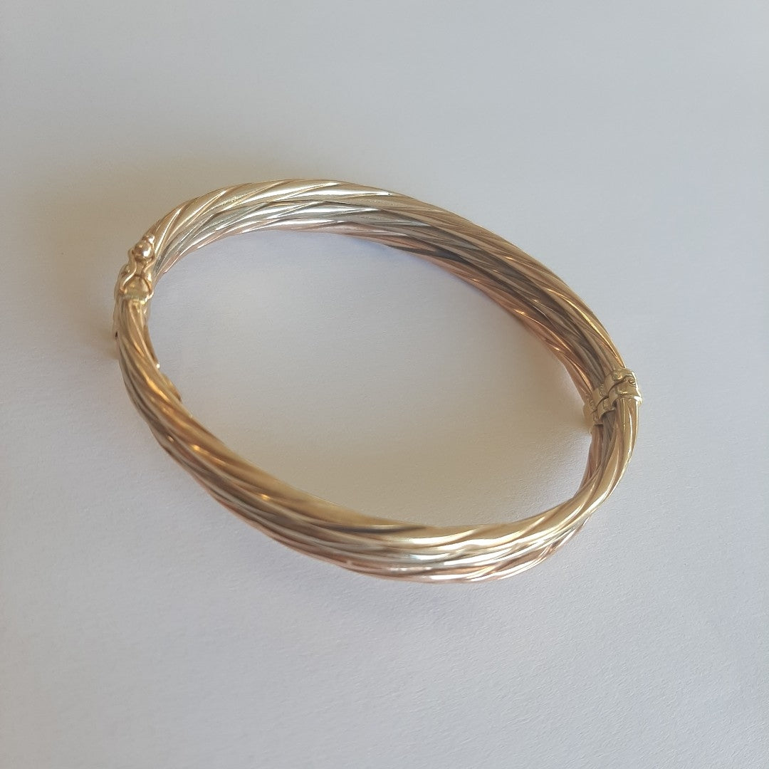 K1 10,50 GRMS 14 K ESPECIFICACIONES COMPLEMENTARIAS PULSERA RIGIDA ORO COMBINAD (SEMINUEVO)