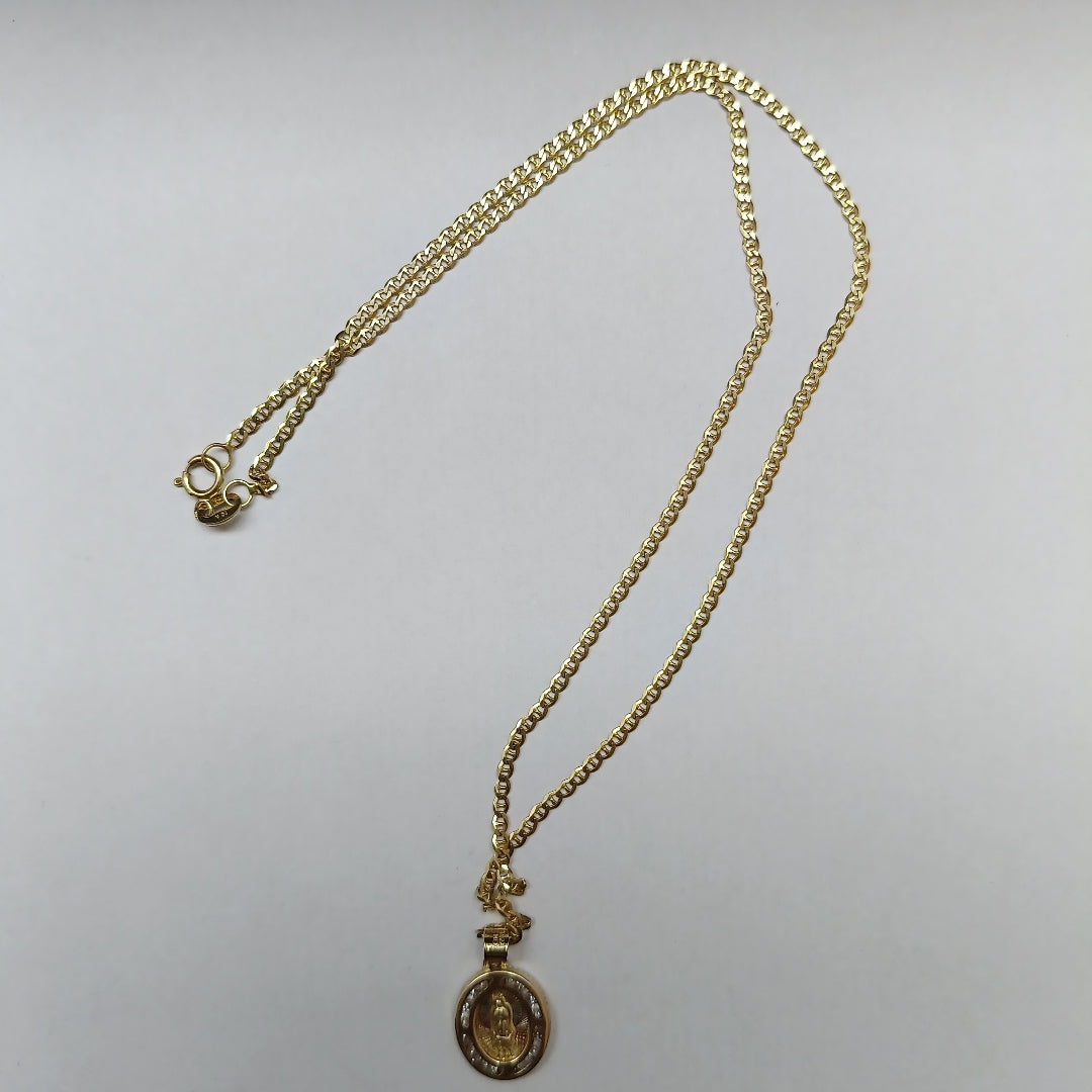 CADENA, MEDALLA RELIGIOSA. ORO. 10 K 2.3 GRMS (SEMINUEVO)