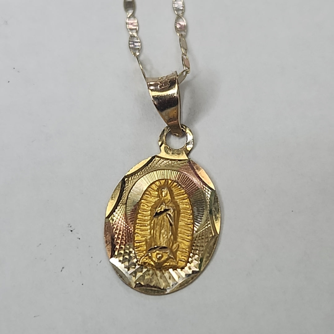 CADENA, MEDALLA RELIGIOSA. ORO COMBINADO. 10 K 1.5 GRMS (SEMINUEVO)