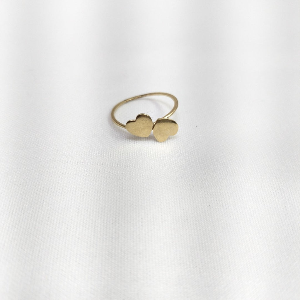 10001AND00075B1288 FRD5A ANILLO DE 2 CORAZONES PULIDOS ORO 14K 1.3GRS (NUEVO)