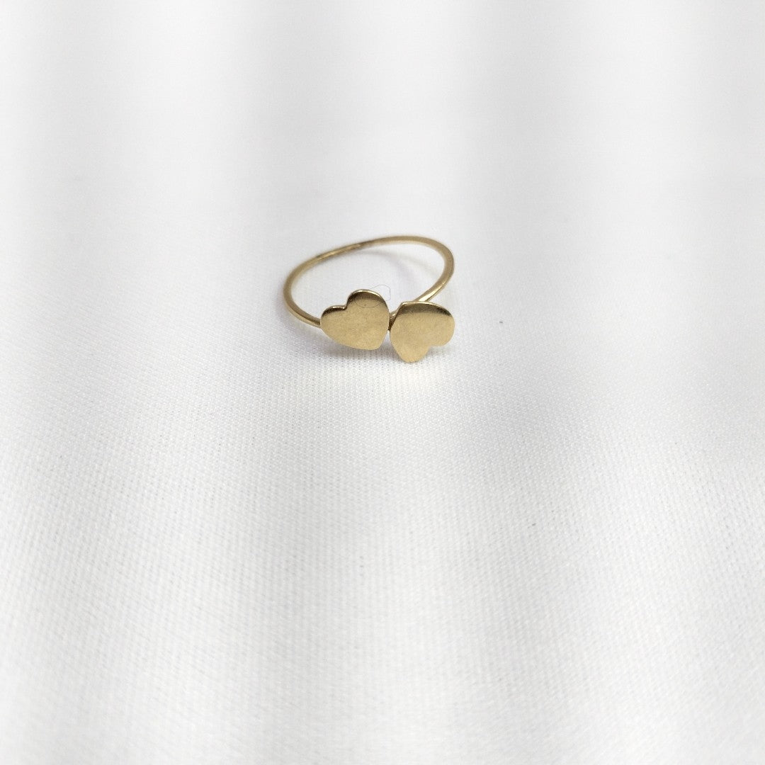 10001AND00075B1288 FRD5A ANILLO DE 2 CORAZONES PULIDOS ORO 14K 1.3GRS (NUEVO)