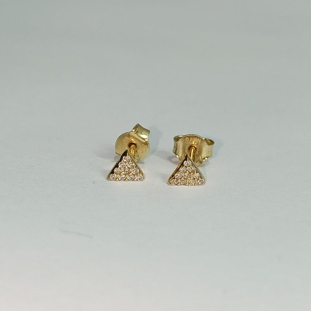 10024BRO00000B1078 FRD6 BROQUEL DE TRIANGULO CON CIRCONIAS ORO 14K 0.8GRS (NUEVO)