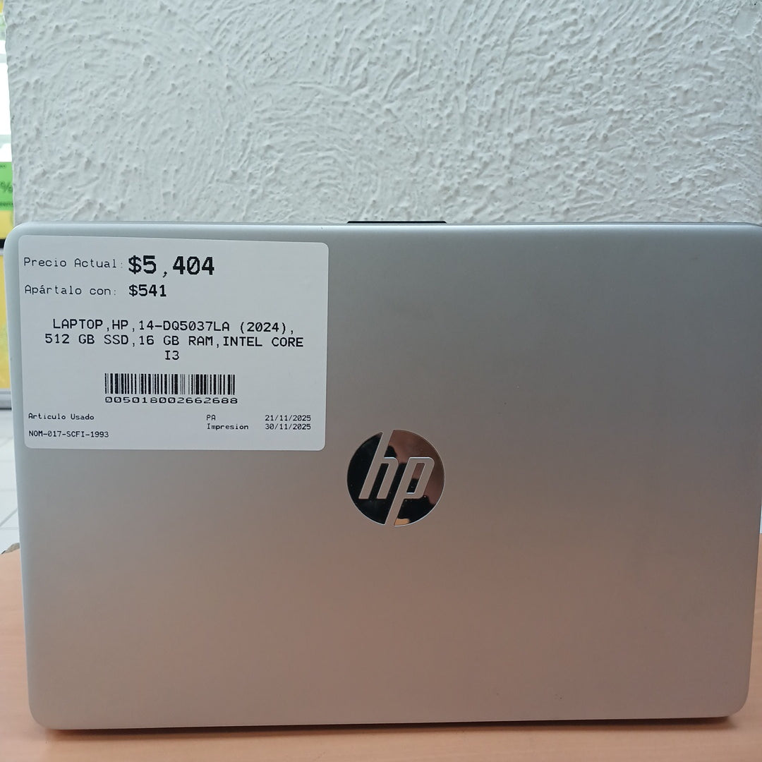 LAPTOP HP 14-DQ5037LA (2024) 512 GB SSD 16 GB RAM