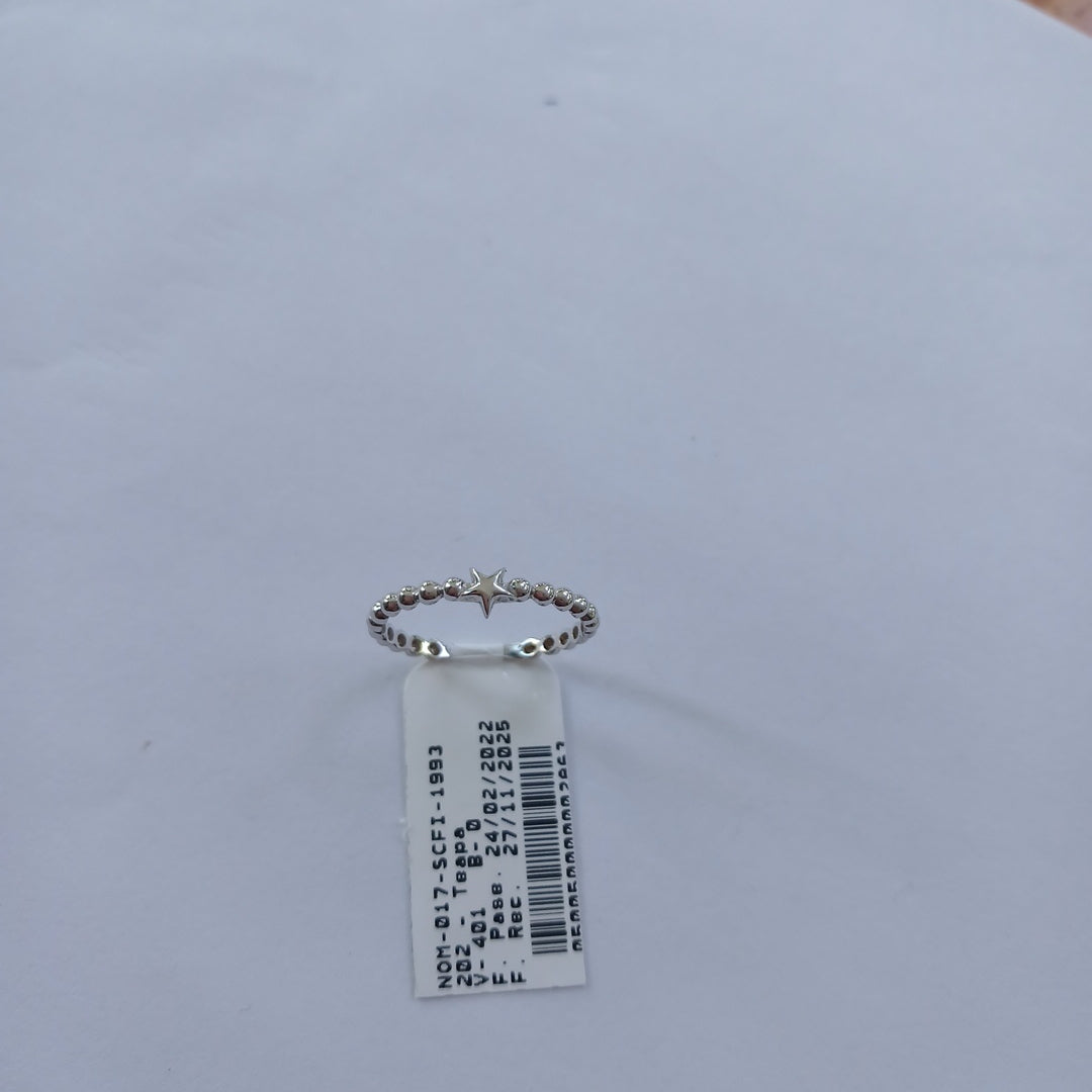 10003AND66675B666 FRD3 ANILLO DE BOLITAS CON ESTRELLA EN MEDIO O/B ORO 14K 1.2GRS (NUEVO)