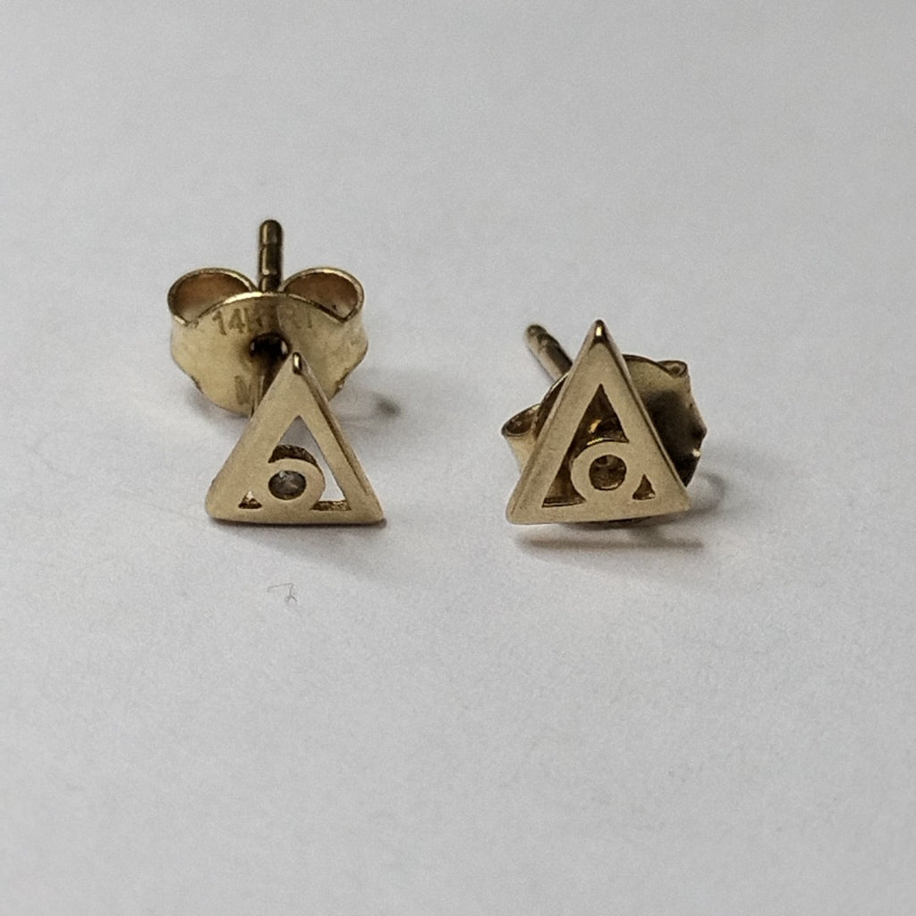 10353BRO00000B1581 FRD11 BROQUEL DE TRIANGULO CON CIRCONIA ORO 14K 0.7GRS (NUEVO)