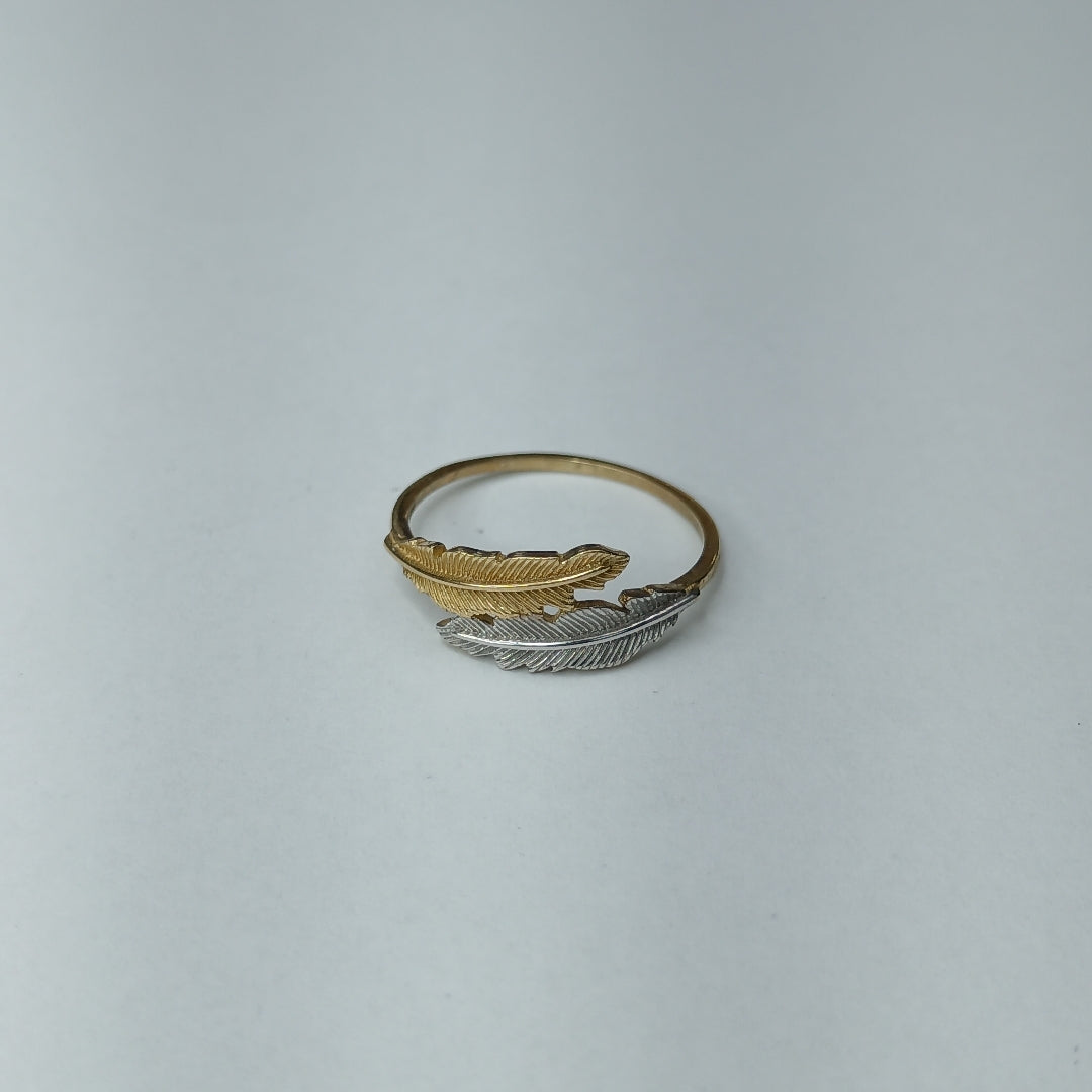 10221AND00080A4262 FRD23 ANILLO DE HOJAS 2 OROS ORO 10K 1.7GRS (NUEVO)