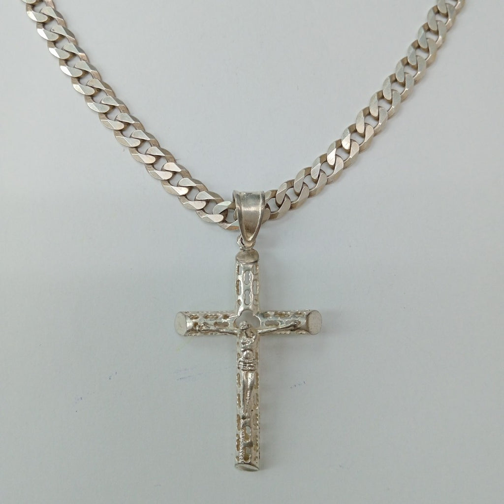 CADENA, CRUCIFIJO. PLATA. 36.8 GRMS (SEMINUEVO)