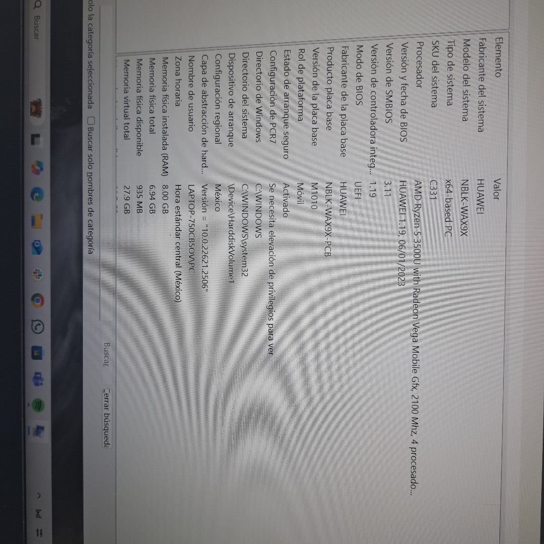 LAPTOP HUAWEI MATEBOOK D14 NBL-WAQ9R (2022) 512 GB SSD 8 GB RAM (SEMINUEVO)