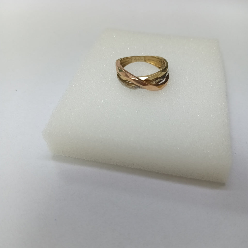 10221AND00060A4263 FRD23 ANILLO FACETADO 3 OROS ORO 10K 2.8GRS (NUEVO)