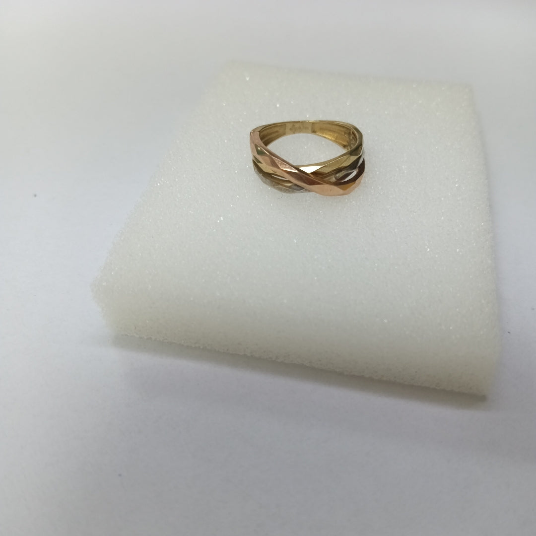10221AND00060A4263 FRD23 ANILLO FACETADO 3 OROS ORO 10K 2.8GRS (NUEVO)
