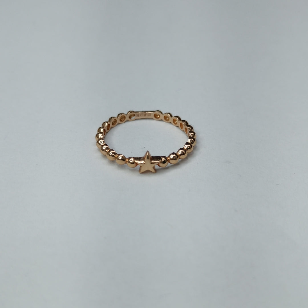 10326AND48360B483 FRD3 ANILLO DE BOLITAS CON UNA ESTRELLA EN MEDIO O/R ORO 14K 1.1GRS (NUEVO)